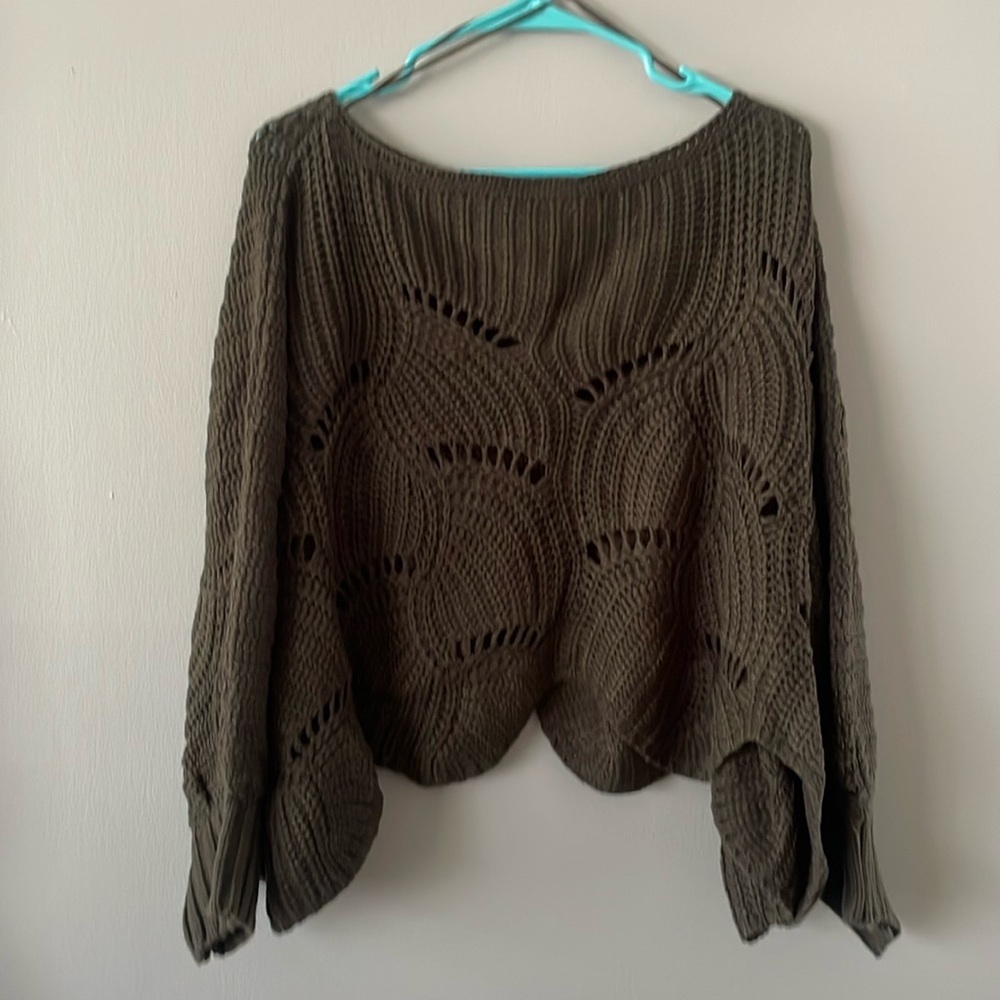 Green slouchy crop sweater